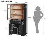 67.2" Tall Bathroom Storage Cabinet with Tempered Glass Doors, Adjustable Shelves & Drawer Modern 56623098