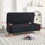 47.24''W Storage Ottoman,Upholstered Velvet Fabric Storage Ottoman with Safety Hinge, gold W579P224706