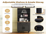 ON-TREND Farmhouse Storage with 4 Solid Wood Gourd-Shaped Legs, Modern Kitchen Pantry N721P205790B