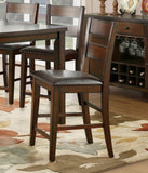 Cherry Finish Wooden Counter Height Chairs Set of 2pc Classic Style Faux Leather Upholstered Seat B01153385