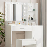 ZUN Vanity Desk with Mirror & Light, Large Drawer Three Level Storage Dresser, 3 Lighting Modes 10751002