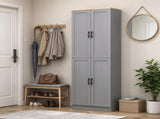 Freestanding 4-Door Kitchen Pantry Cabinet, Large Storage with Adjustable Shelves & Doors 03937826