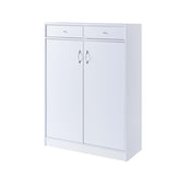 ZUN White Shoe Storage Cabinet with Fives Shelves, Two Drawers, Fits 15 Pairs of Shoes B107130885