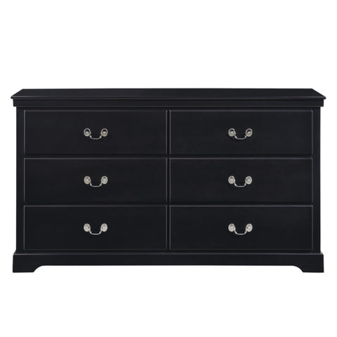 ZUN Classic Traditional 1pc Dresser of 6 Drawers Black Finish Bedroom Wooden Storage Furniture B011P233723