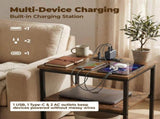 Bedside Table Charging Station Nightstand with USB/C Ports, Adjustable Drawers, 3-Tier Storage Shelf 18428432