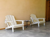 Folding Adirondack Chair with Dual Cup Holder - Composite Adirondack Chair with Wood Texture- White 20269629