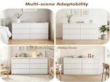 Modern White 6 Drawer Dresser, Wave Panel Drawer Fronts, Storage Cabinet, Versatile Chest of Drawers W409P371358