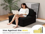 Convertible Corduroy Lounge Chair with Tufted Design, Full Foam Support, Fold-Out Sleeper & 46720776