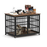Furniture style dog crate wrought iron frame door with side openings, Rustic Brown, 43.3''W x W1162119831