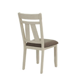 Set of 2 Dining Chairs with Upholstered Seat, Grey and White B016P226062