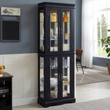 Lighted Glass Curio Display Cabinet with Wood Frame - Elegant Glass Storage for Wine, Toys & W1758P297550