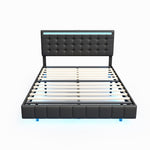 ZUN Queen Size Floating Bed Frame with LED Lights and USB Charging,Modern Upholstered Platform LED Bed WF308894AAB