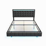 ZUN Queen Size Floating Bed Frame with LED Lights and USB Charging,Modern Upholstered Platform LED Bed WF308894AAB