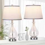 Glass Table Lamp for Living Room Bedroom Set of 2, 22.5" LED Light with Touch Control, White 3 Way W3355P337852