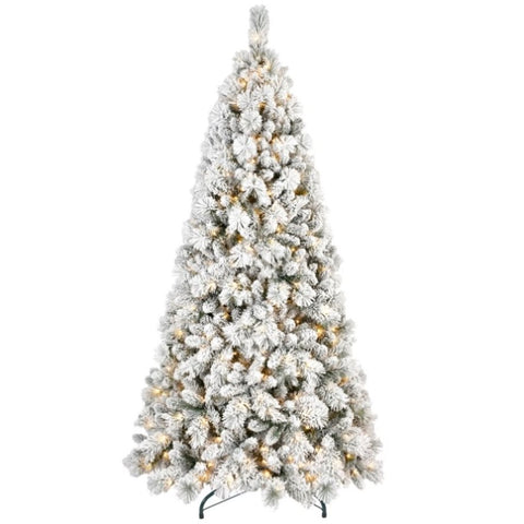 Artificial 6ft Flock LED-lit Christmas Tree with 752PVC/Hard Needle Mixed Branch Tips,Hinged Premium 66279681