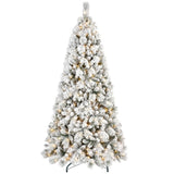 Artificial 7ft Flock LED-lit Christmas Tree with 1060PVC/Hard Needle Mixed Branch Tips,Hinged 12900412