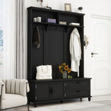 ON-TREND Modern Style Hall Tree with Storage Cabinet and 2 Large Drawers, Widen Mudroom Bench with 5 WF306450AAB