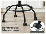 Adjustable Height Swivel Bar Stool with Wheels, 360&deg Rolling PU Leather Counter Bar Chair with 72362508