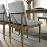 ZUN Natural Tone Frame Light Gray Fabric Set of 2pc Side Chairs Dining Room Furniture Chair Upholstered B011P196967