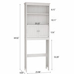 ZUN Over The Toilet Rack 2 -Tier Toilet Bathroom Spacesaver Storage Shelf with 2 Doors Wood Storage 95065143