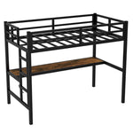 ZUN Metal Twin XL Size Loft Bed with Power Outlet and LED Lighted, Space-Saving, Noise Reduced, Black W1307P192840