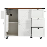 K&K 54.5" Farmhouse Kitchen Island with Power Outlet, Kitchen Storage Island with Internal Storage N707P170349W