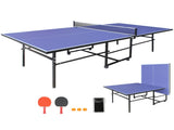 9*4.1ft Blue Mid-Size Table Tennis Table Foldable & Portable Ping Pong Table Set for Indoor Games W1408P478681