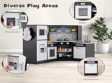 Interactive Kids Play Kitchen with Ice Maker & Chalkboard, Corner Design Pretend Cooking Set with 98686354