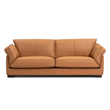 ZUN 89.76 Inch Top Genuine Leather Sofa, 3 Seater Leather Couch, Mid-Century Modern Couch for Living W2582P182428