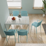 Summer - 4pcs Modern Stackable Plastic Armchair for Indoor/Outdoor Use Ergonomic Slatted Back W3450P323324