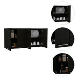 120 Wall Cabinet, Four Doors, Two Cabinets, Two Shelves -Black B20091817