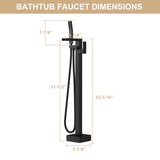 Freestanding Bathtub Faucet Waterfall Tub Filler Matte Black Floor Mount Brass Bathroom Faucets with W1243P316366