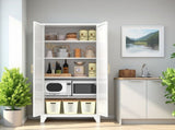 71'' 2 Shapely Doors Cabinet, Metal Storage Cabinet with Doors and Adjustable Shelves, for Bedroom, 57744316