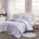 Tassel Comforter Set with Heart Shaped Throw Pillow Full/Queen B035P294223