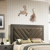 Contemporary 1pc King Size Bed Bedroom Furniture Upholstered Headboard Rubberwood 1pc Bedframe Gray B011P236808