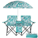 Portable Outdoor 2-Seat Folding Chair with Removable Sun Umbrella Pineapple 98412060