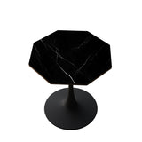 31.50"Modern Octagonal Coffee Table with Printed Black Marble Table Top,Metal Base, for Dining Room, W757126159