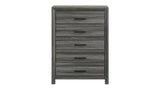 ZUN Denver Modern Style 5-Drawer Chest Made with Wood in Gray B009P272310