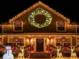 60in Pre-lit Christmas Wreath, Lighted Artificial Xmas Wreath with 220 Cold & Warm White Lights and 31157154