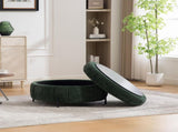 31.3"W Upholstered Round Ottoman With Reversible Lid, Chenille Storage Stool, Channel Tufted W3118P439478