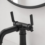 ZUN Industrial Pipe-Style Bathroom Faucet Black 2-Handle Vanity Mixer Tap Pop-Up Drain Included W1920P254901