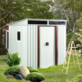 ZUN 6ft x 5ft Outdoor Metal Storage Shed With window White 40346165