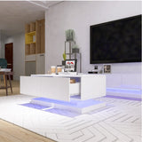 ZUN High Glossy Coffee Table with 2 Drawers have RGB Led Light with Buletooth Control W2139142762