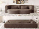 Modern Floor Sofa with 2 Pillows,Convertible Teddy Fabric Foam-Filled Sleeper Sofa Bed,15" Full Size 24303172