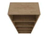Natural Oak and White 5-Shelf Bookcase with Open Storage B062P355526