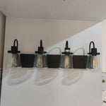 ZUN Indoor Modern Bedroom Wall Lamp In Matte Black, Iron Clear Glass Shade,4-Lights E26 Bulb Bathroom W2877P216915