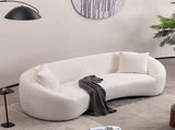 93.31" Minimalist Curved Sofa, 3 Seater, White Boucle Fleece Upholstered Sofa, Tight Curved Back W2664P240137