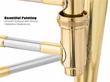 Beginner Jazz B-Flat Tenor Trombone Gold Lacquer W/ Backpack Case Cleaning Kit Gloves 21465000