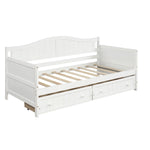 ZUN Twin Wooden Daybed with 2 drawers, Sofa Bed for Bedroom Living Room,No Box Spring Needed,White WF192860AAK