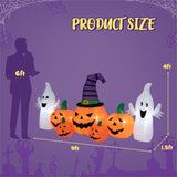 9ft Inflatable Halloween Decor 5 Pumpkins, 2 Ghosts, Internal LED Lights, Waterproof Polyester, 95470629